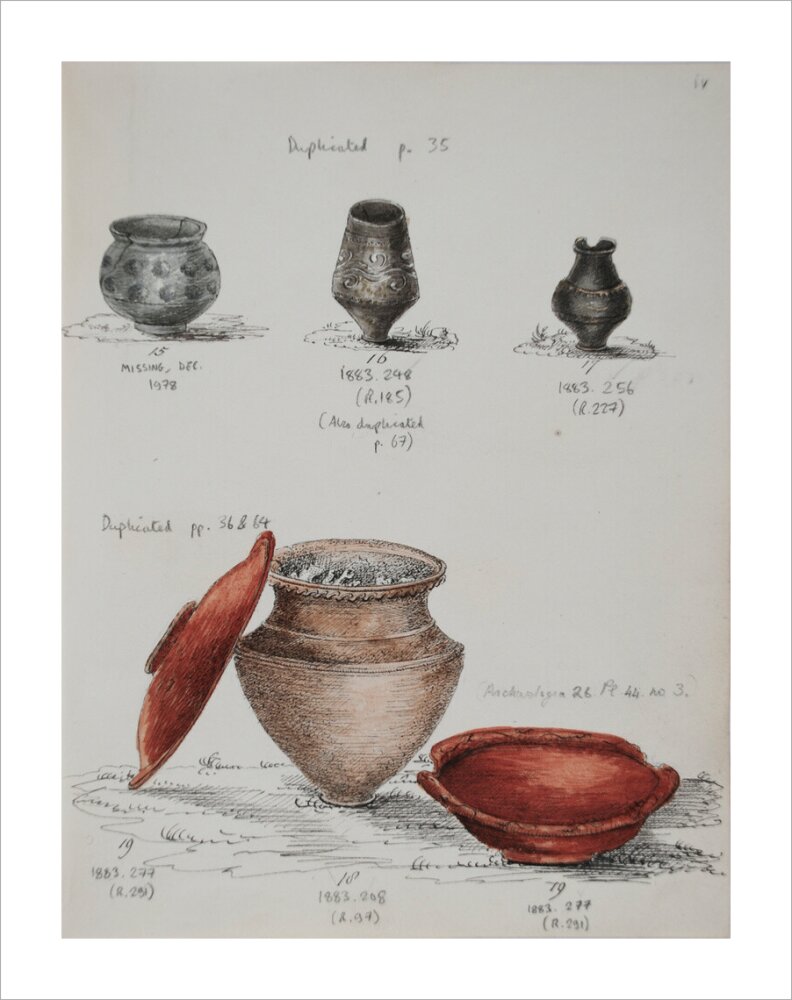 Pottery excavated from Litlington Roman cemetery - Art print