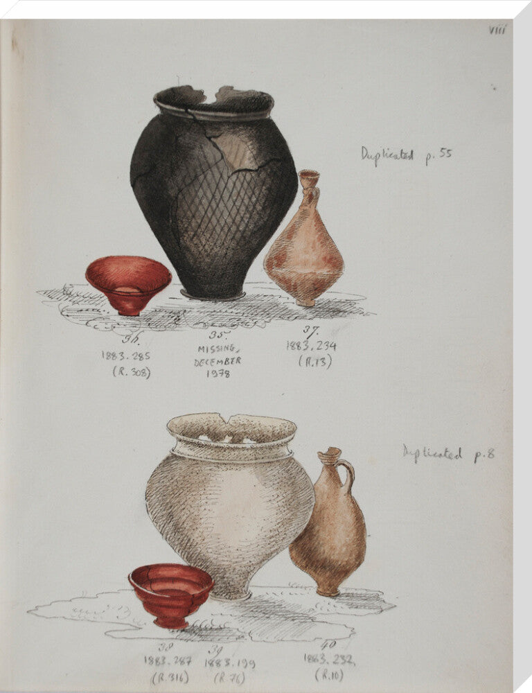 Pottery excavated from Litlington Roman cemetery - Art print
