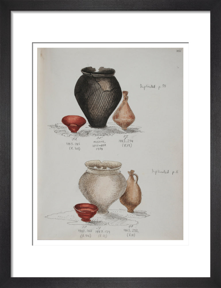 Pottery excavated from Litlington Roman cemetery - Art print