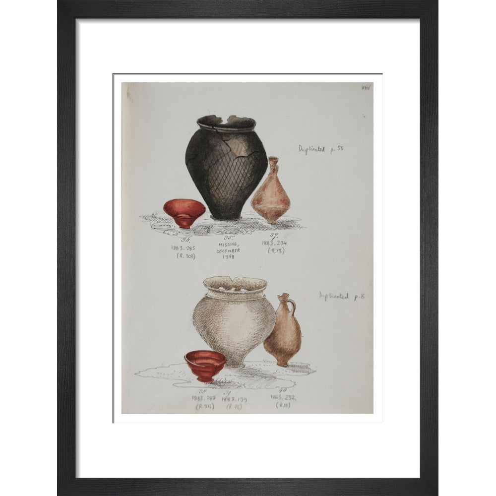 Pottery excavated from Litlington Roman cemetery - Art print