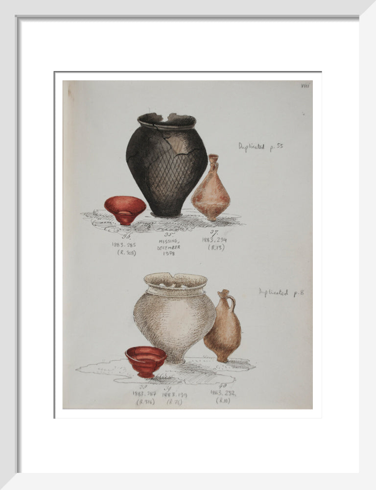 Pottery excavated from Litlington Roman cemetery - Art print