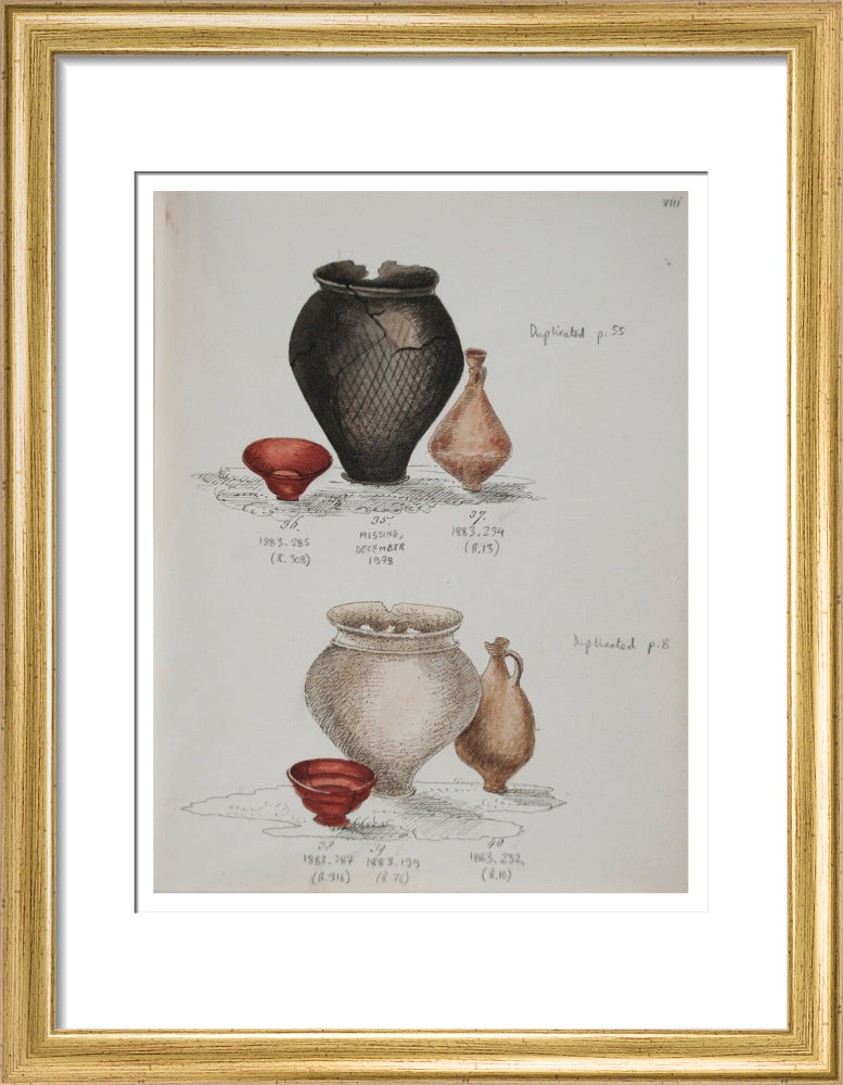 Pottery excavated from Litlington Roman cemetery - Art print