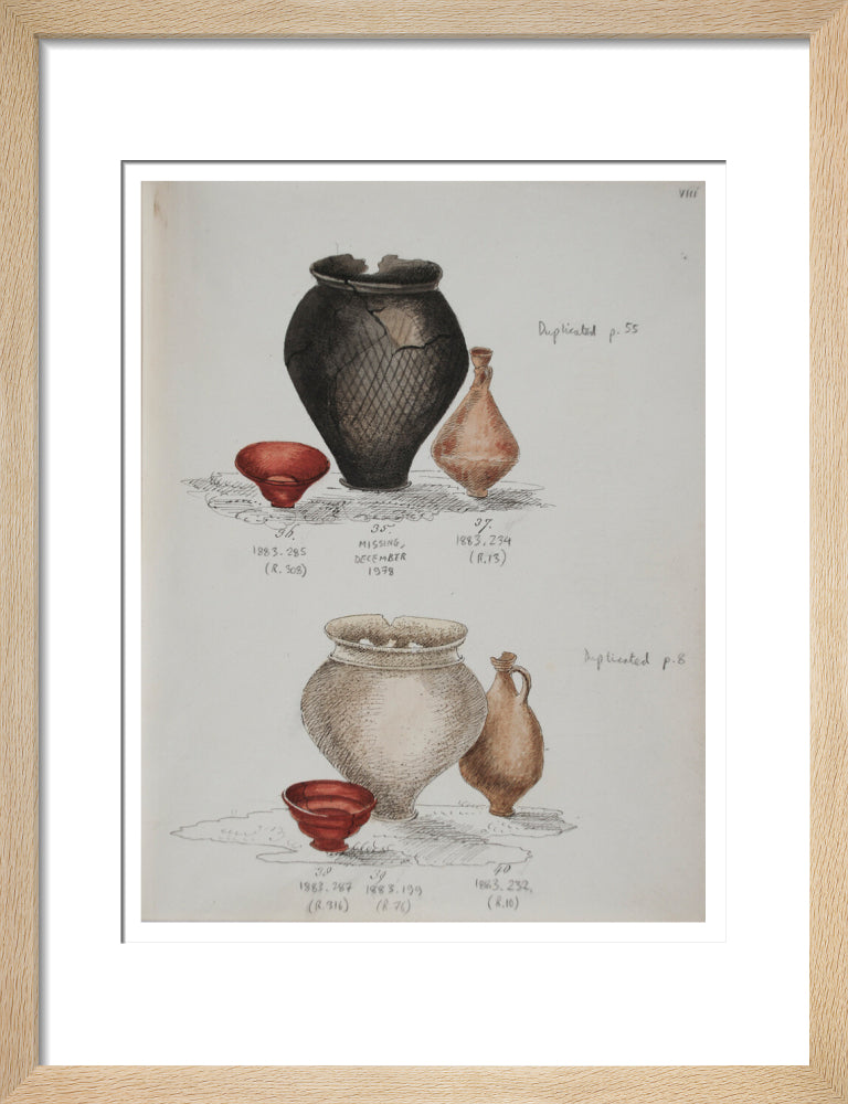 Pottery excavated from Litlington Roman cemetery - Art print