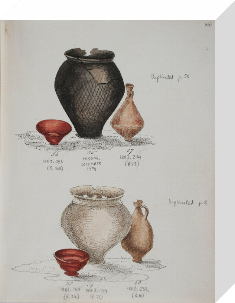 Pottery excavated from Litlington Roman cemetery - Art print