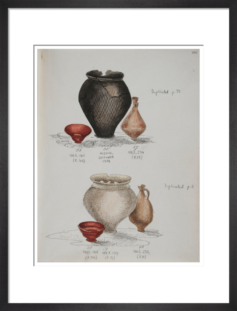 Pottery excavated from Litlington Roman cemetery - Art print