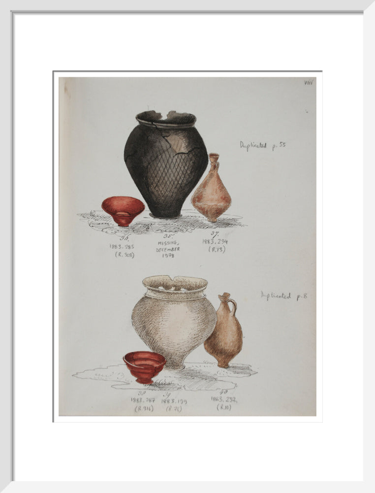Pottery excavated from Litlington Roman cemetery - Art print