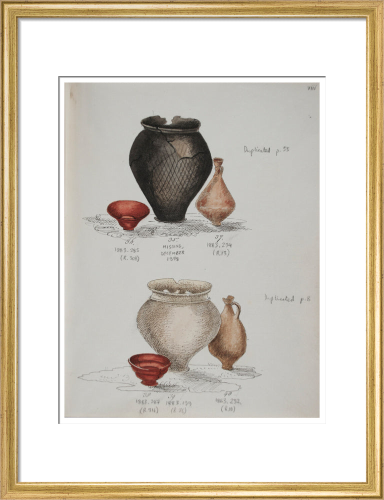 Pottery excavated from Litlington Roman cemetery - Art print