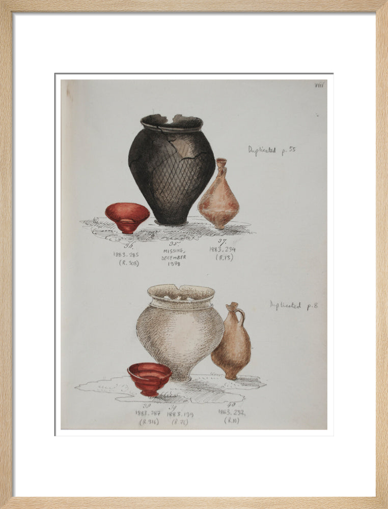 Pottery excavated from Litlington Roman cemetery - Art print