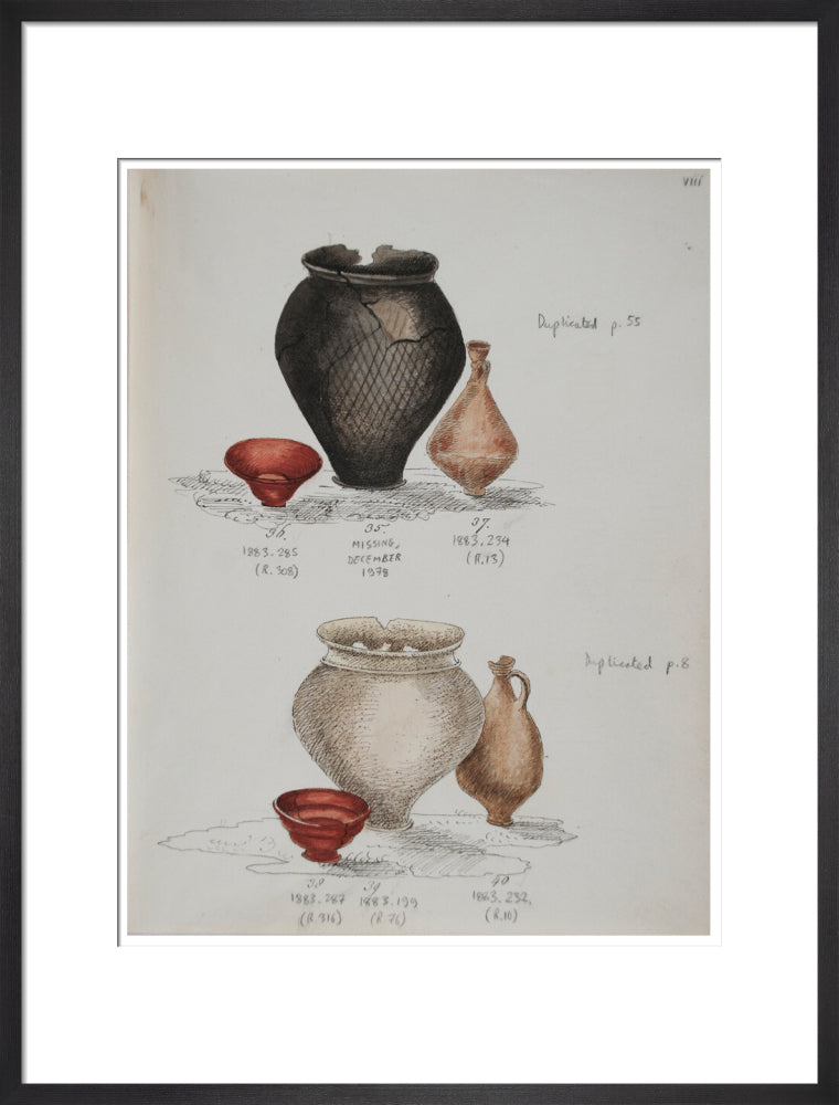 Pottery excavated from Litlington Roman cemetery - Art print