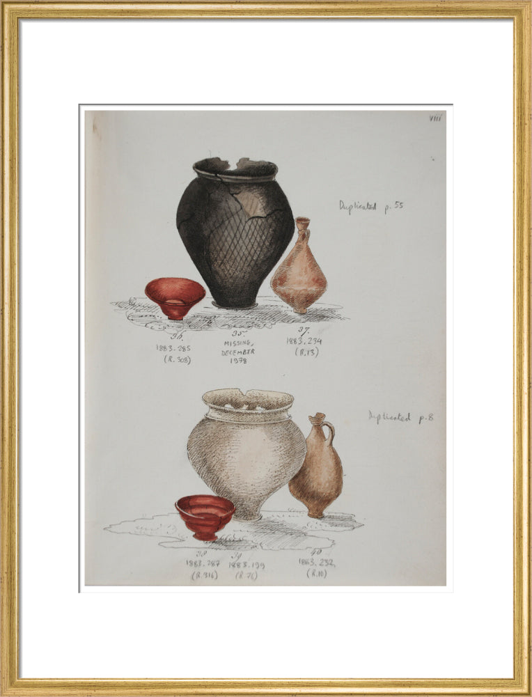 Pottery excavated from Litlington Roman cemetery - Art print
