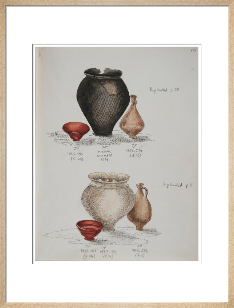 Pottery excavated from Litlington Roman cemetery - Art print