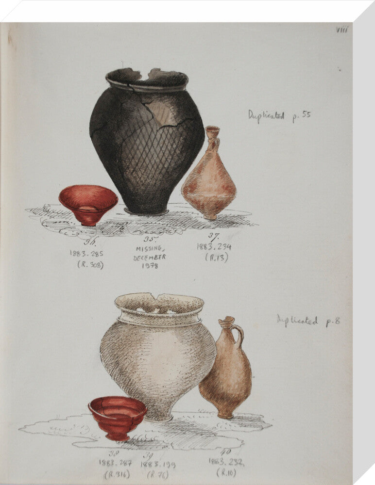 Pottery excavated from Litlington Roman cemetery - Art print