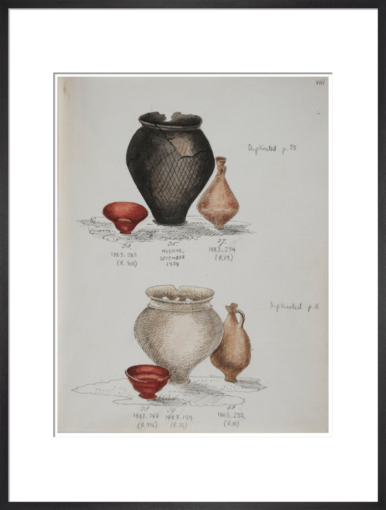 Pottery excavated from Litlington Roman cemetery - Art print