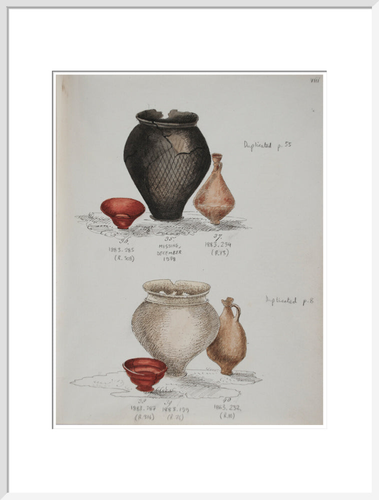 Pottery excavated from Litlington Roman cemetery - Art print