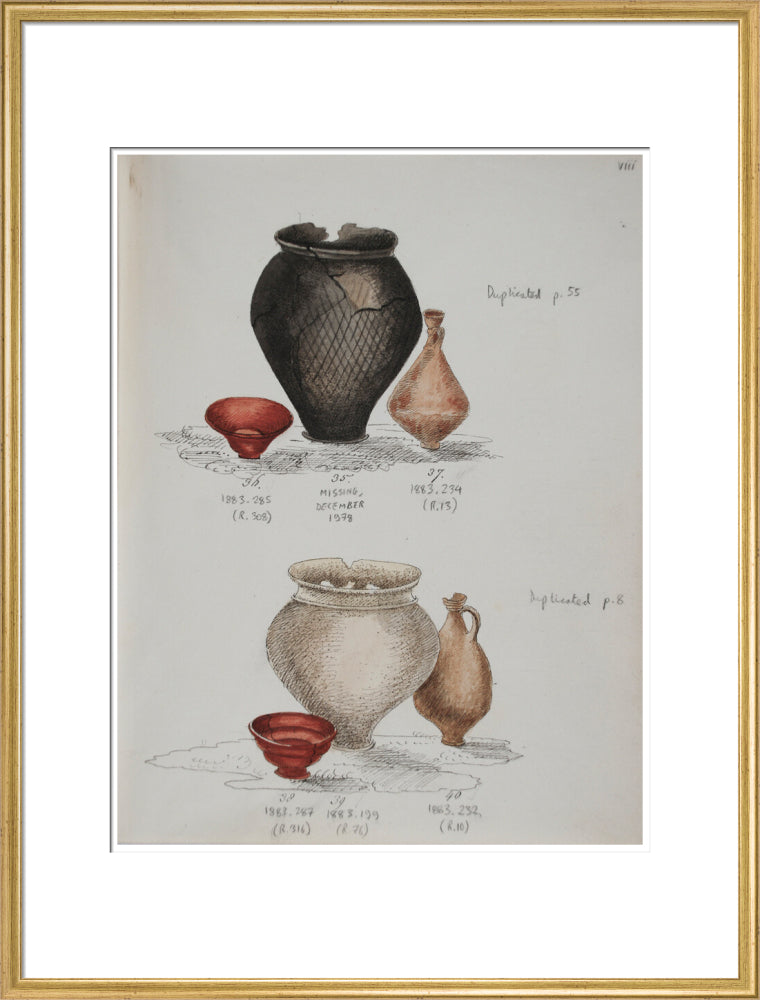 Pottery excavated from Litlington Roman cemetery - Art print