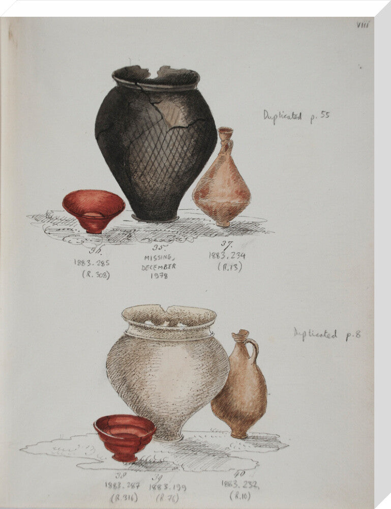 Pottery excavated from Litlington Roman cemetery - Art print