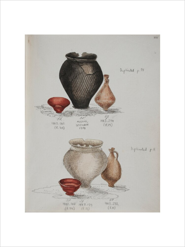 Pottery excavated from Litlington Roman cemetery - Art print