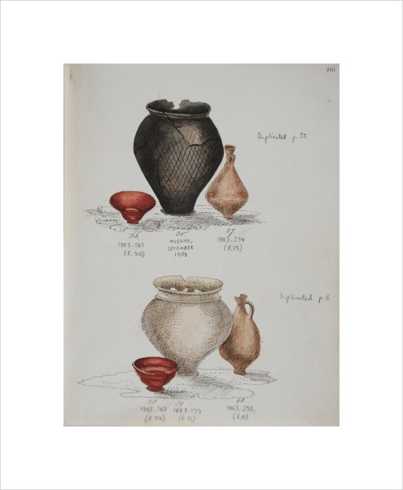 Pottery excavated from Litlington Roman cemetery - Art print