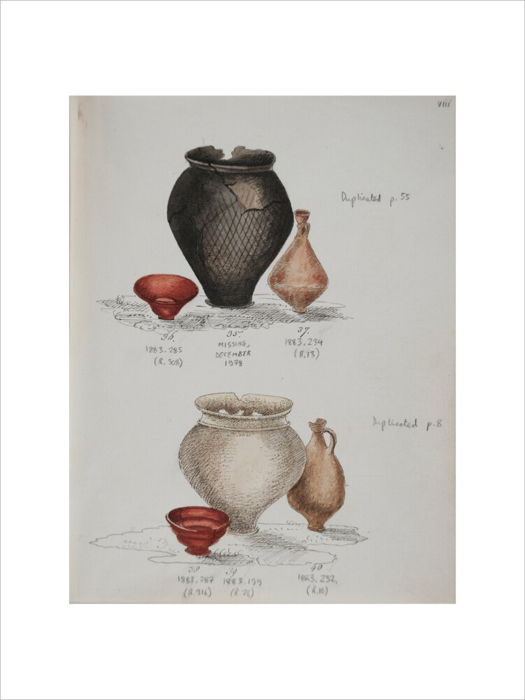 Pottery excavated from Litlington Roman cemetery - Art print
