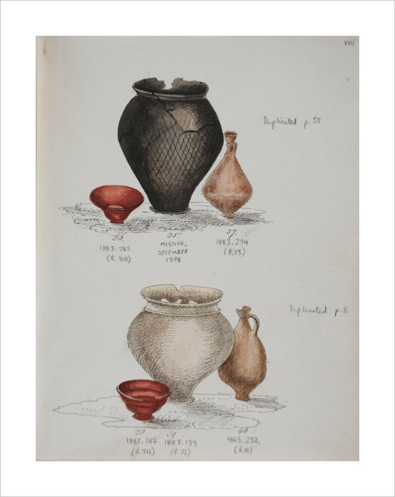 Pottery excavated from Litlington Roman cemetery - Art print