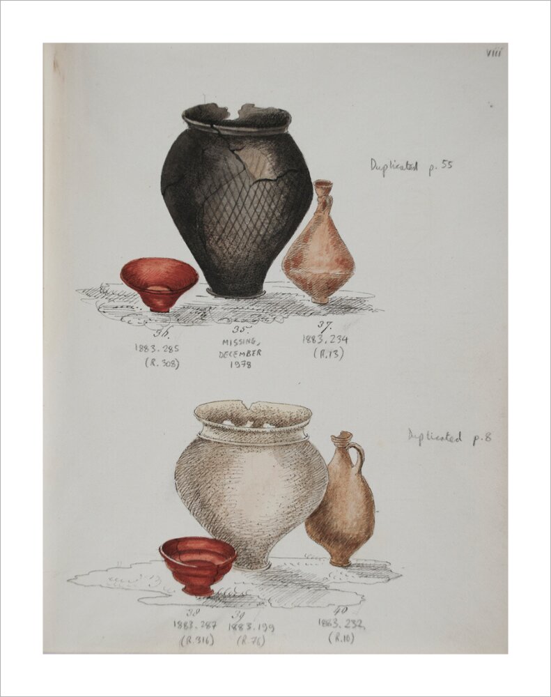 Pottery excavated from Litlington Roman cemetery - Art print