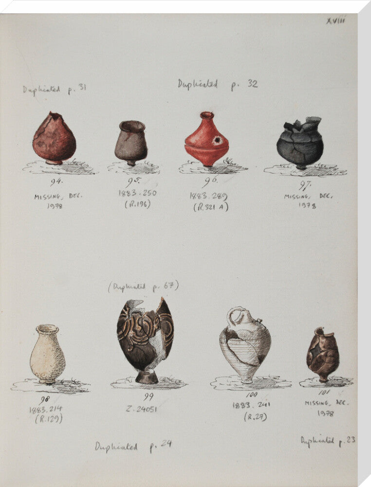 Pottery excavated from Litlington Roman cemetery - Art print