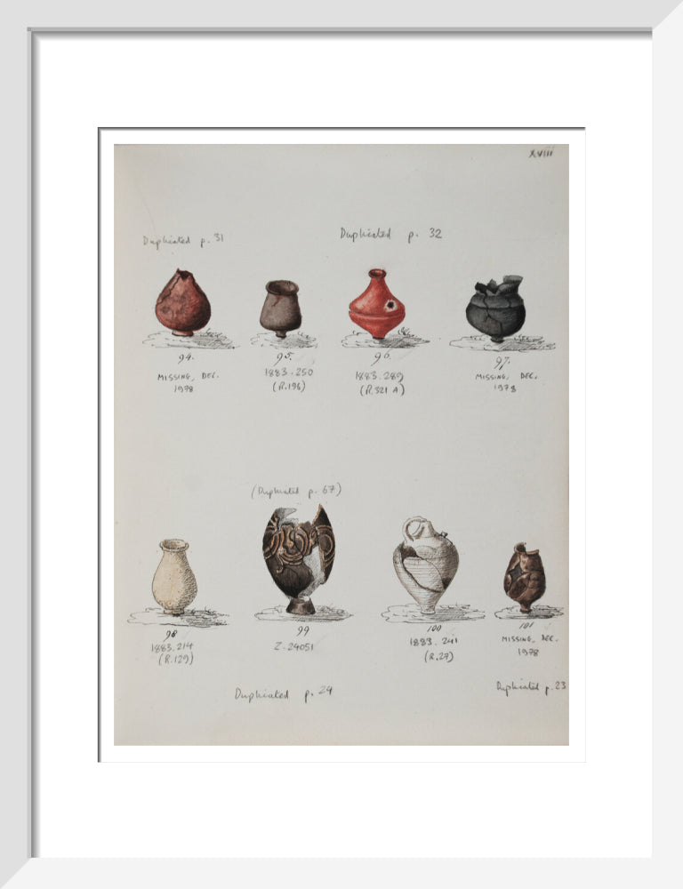 Pottery excavated from Litlington Roman cemetery - Art print