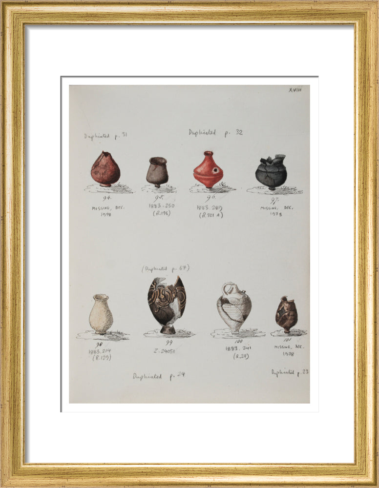 Pottery excavated from Litlington Roman cemetery - Art print