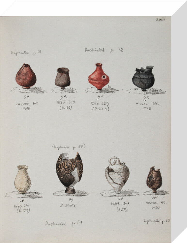 Pottery excavated from Litlington Roman cemetery - Art print