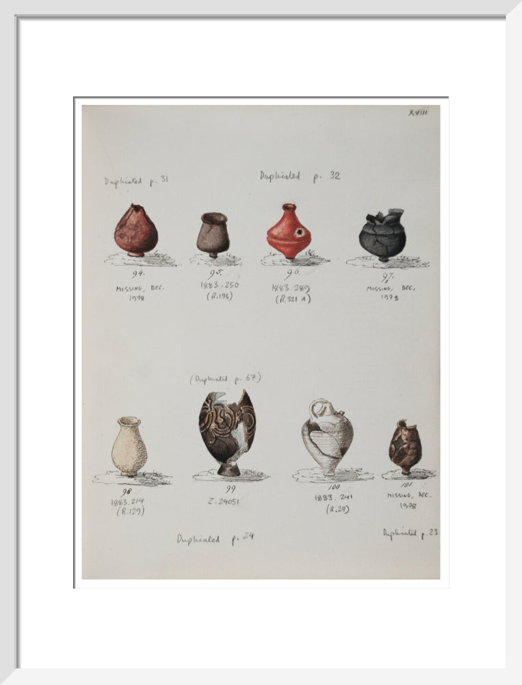 Pottery excavated from Litlington Roman cemetery - Art print