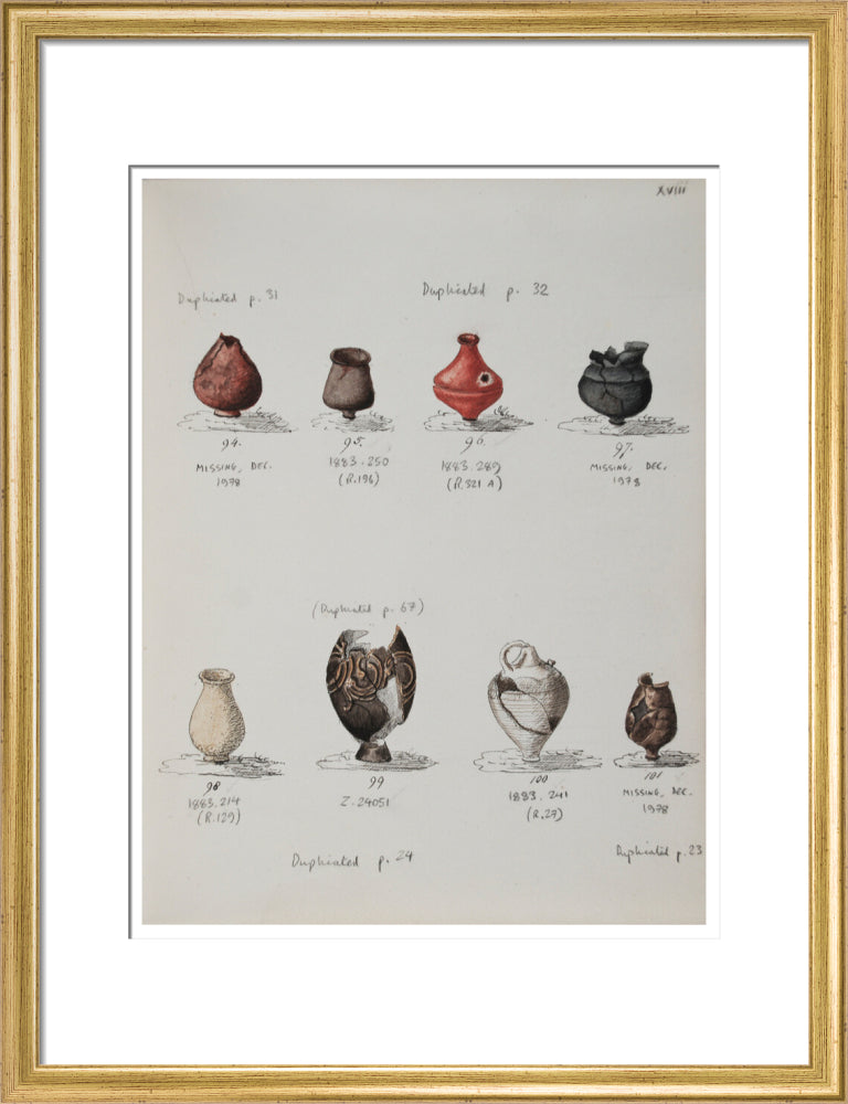 Pottery excavated from Litlington Roman cemetery - Art print