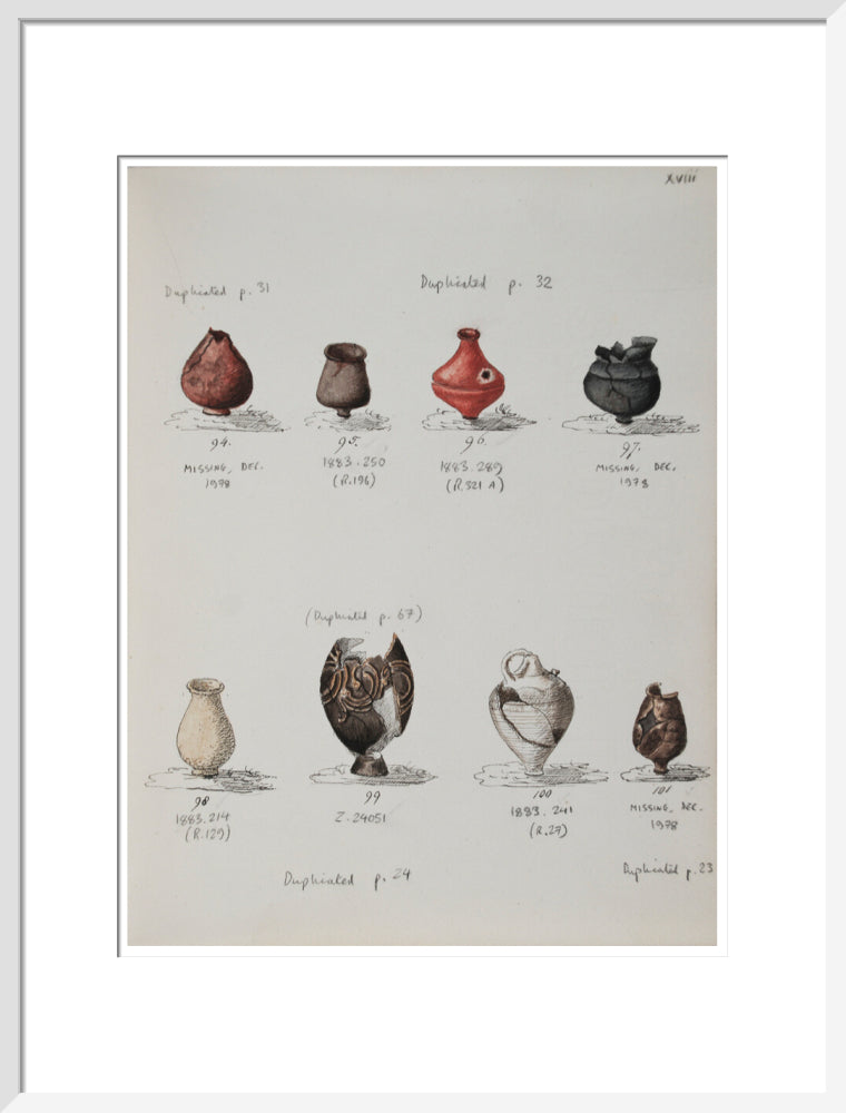 Pottery excavated from Litlington Roman cemetery - Art print