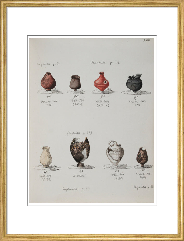 Pottery excavated from Litlington Roman cemetery - Art print