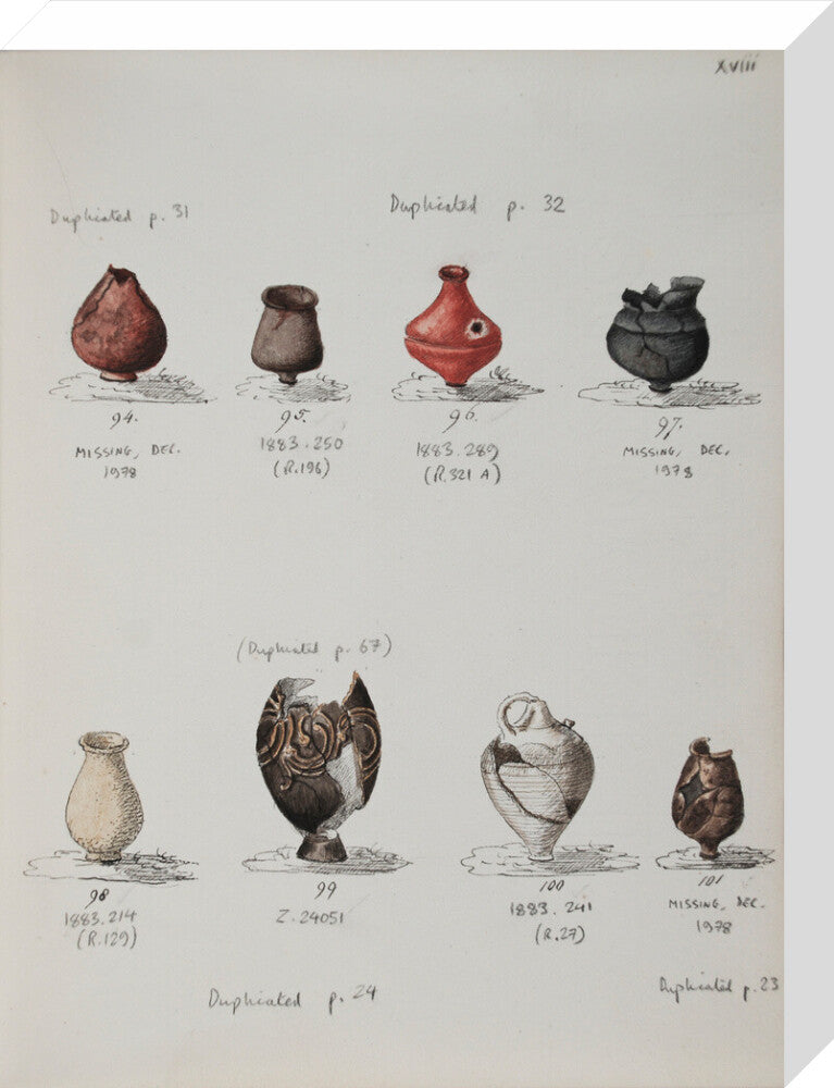 Pottery excavated from Litlington Roman cemetery - Art print