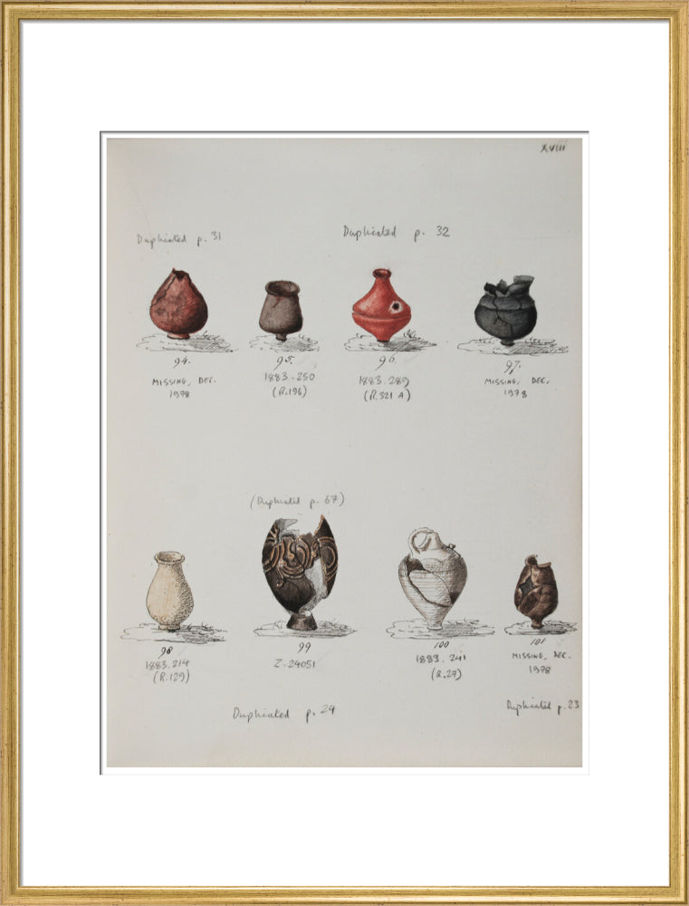 Pottery excavated from Litlington Roman cemetery - Art print