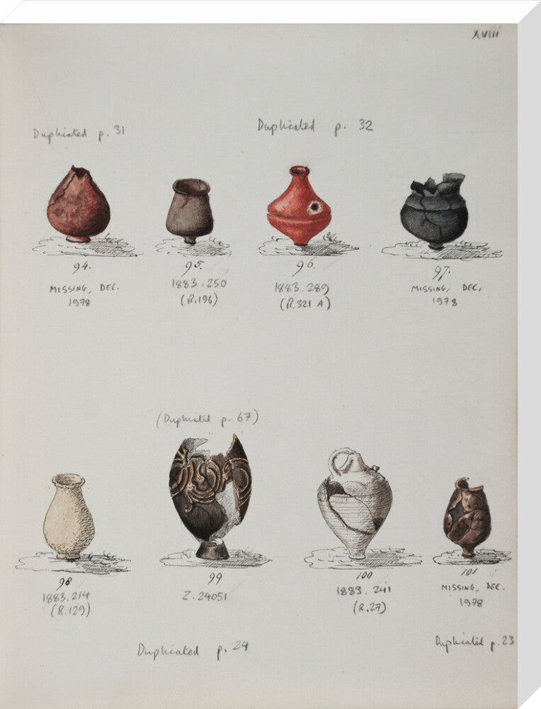 Pottery excavated from Litlington Roman cemetery - Art print