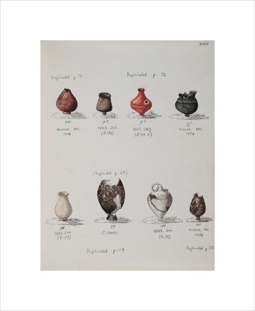 Pottery excavated from Litlington Roman cemetery - Art print