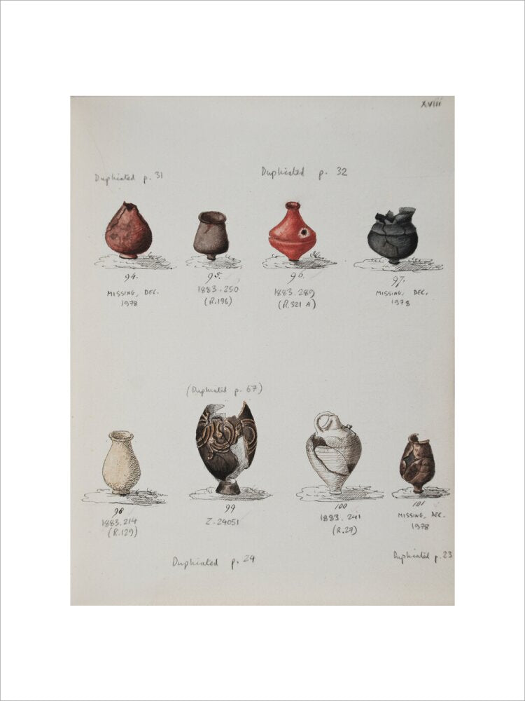 Pottery excavated from Litlington Roman cemetery - Art print