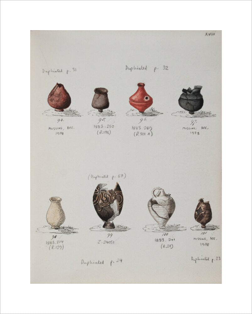 Pottery excavated from Litlington Roman cemetery - Art print