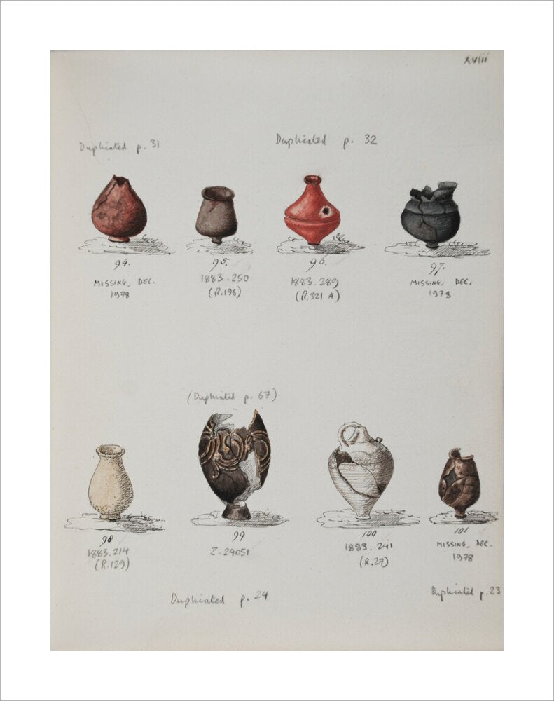Pottery excavated from Litlington Roman cemetery - Art print