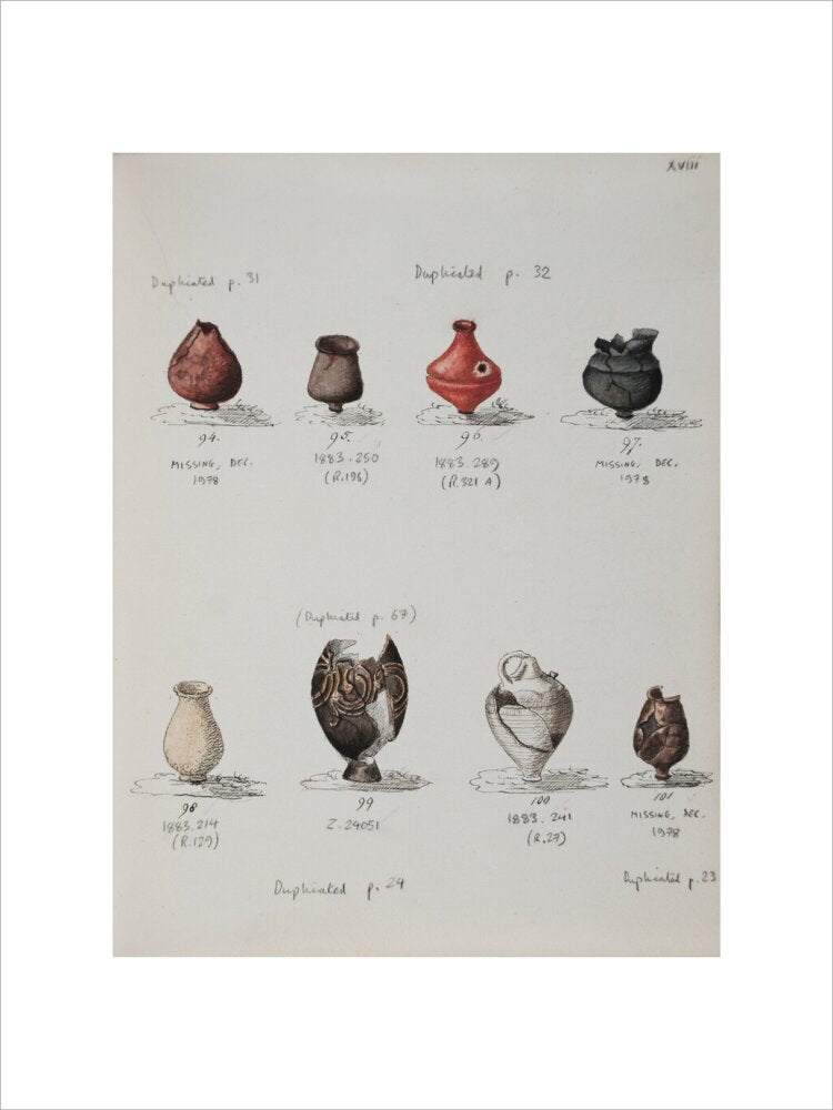 Pottery excavated from Litlington Roman cemetery - Art print