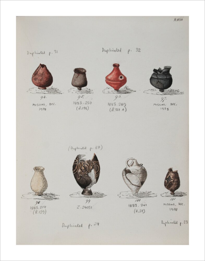 Pottery excavated from Litlington Roman cemetery - Art print