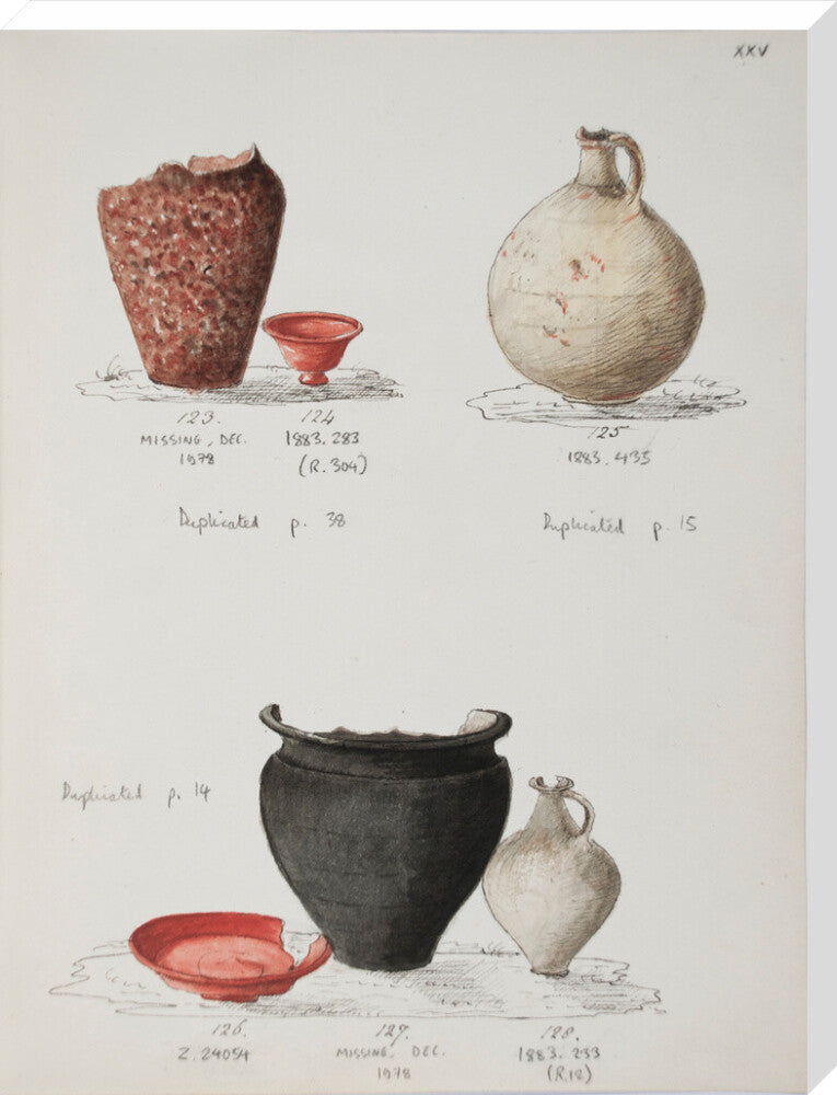 Pottery excavated from Litlington Roman cemetery - Art print