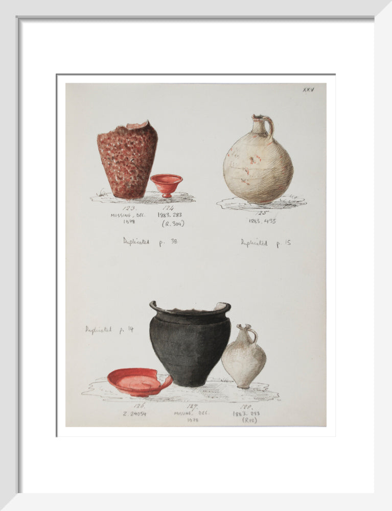 Pottery excavated from Litlington Roman cemetery - Art print