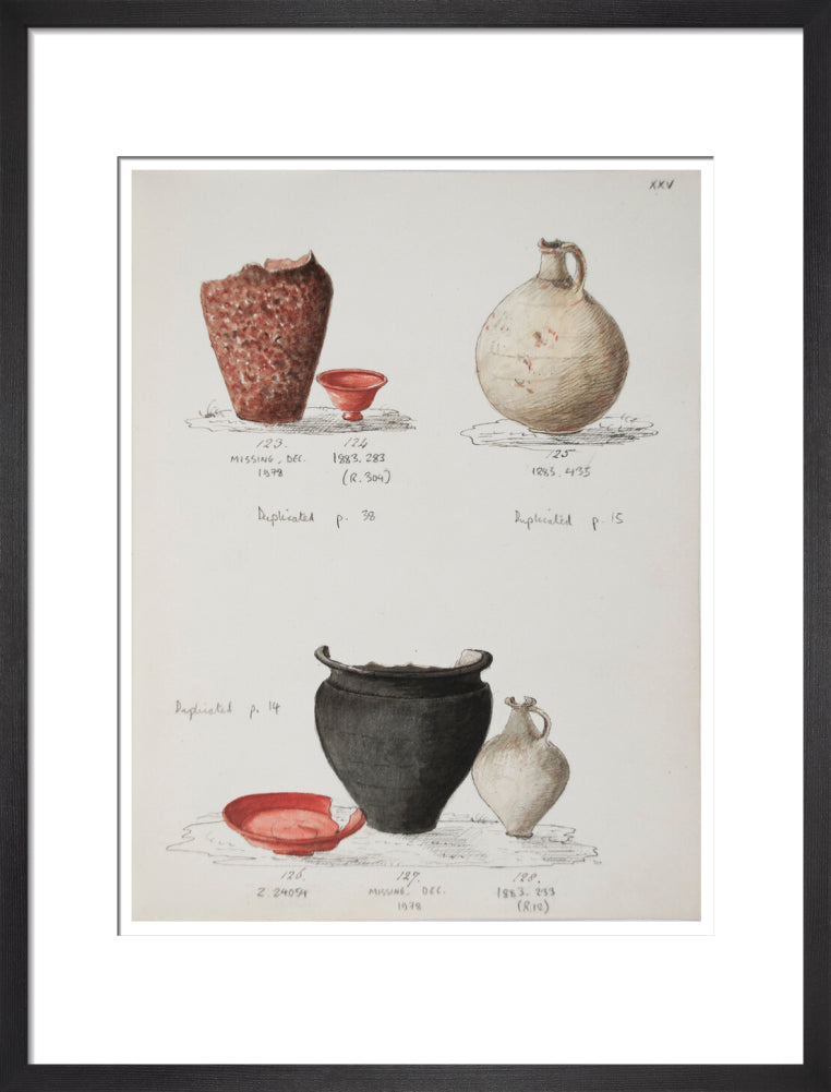 Pottery excavated from Litlington Roman cemetery - Art print