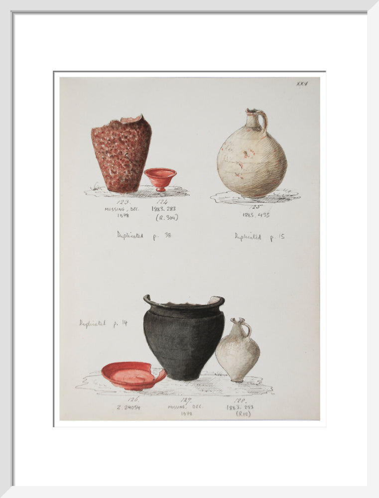 Pottery excavated from Litlington Roman cemetery - Art print