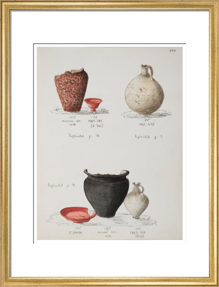 Pottery excavated from Litlington Roman cemetery - Art print