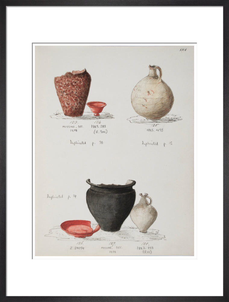 Pottery excavated from Litlington Roman cemetery - Art print