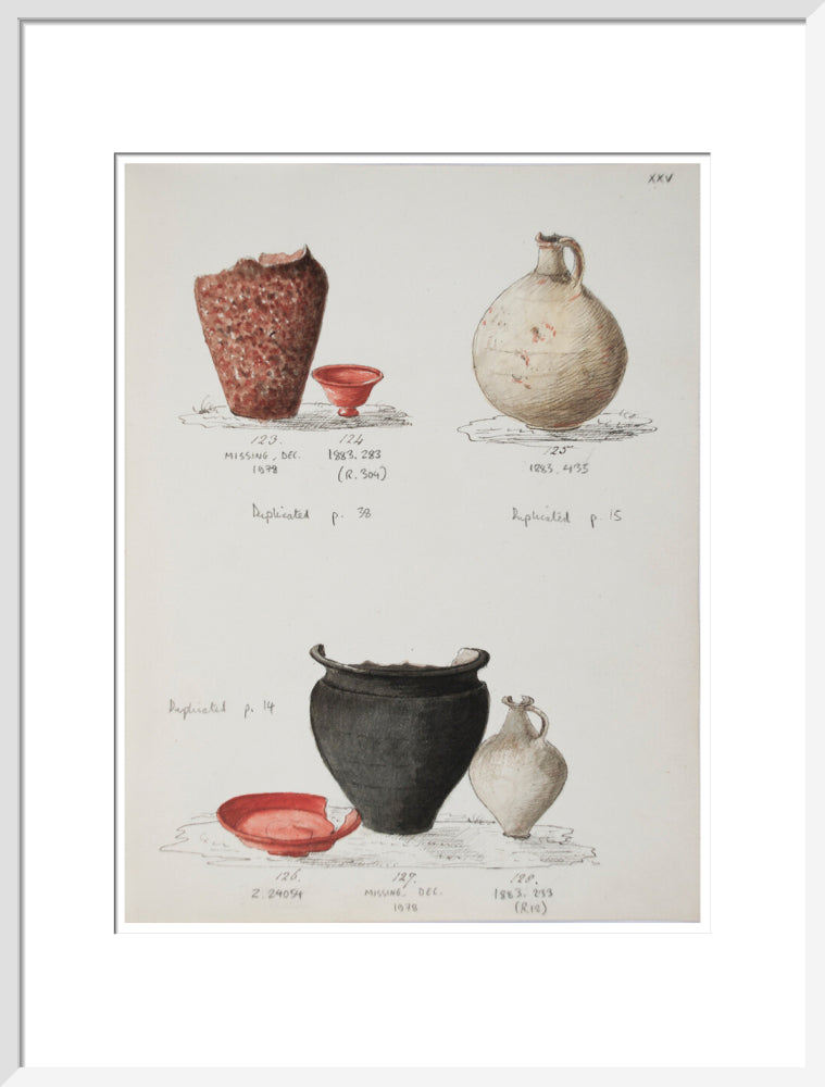 Pottery excavated from Litlington Roman cemetery - Art print