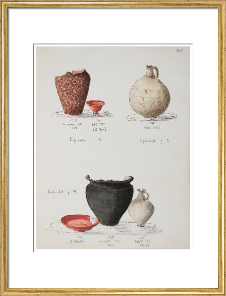 Pottery excavated from Litlington Roman cemetery - Art print